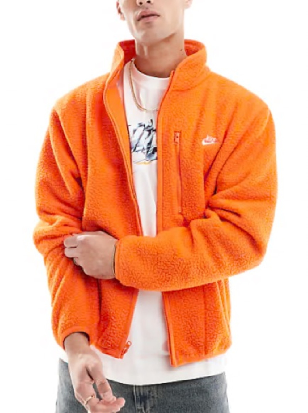 NWT Nike Sportswear Club Fleece Jacket in Safety Orange Size Small